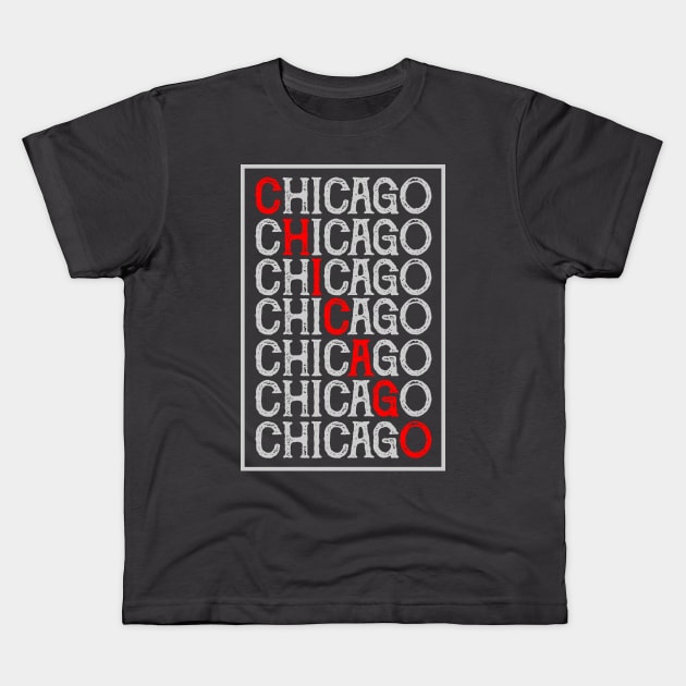 Chicago Typography Kids T-Shirt by Illusion Art